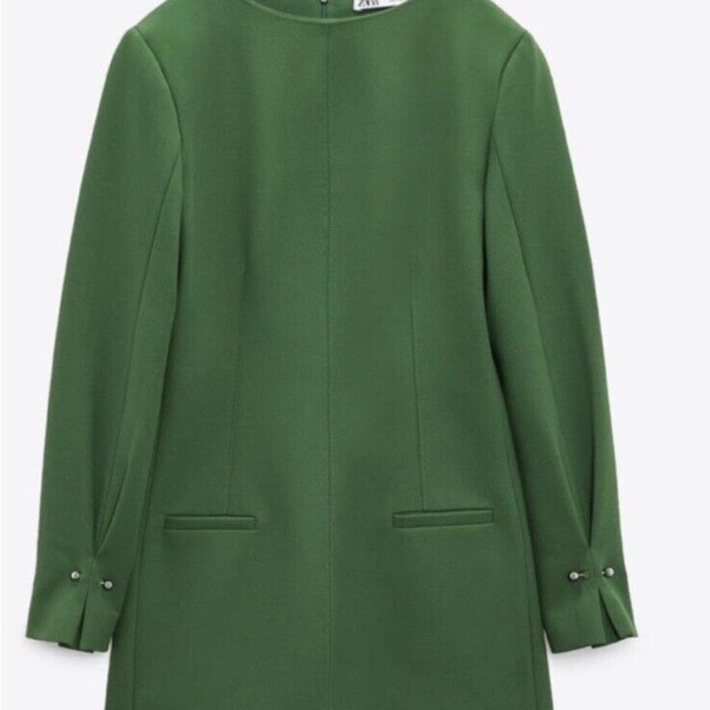 Zara Tailored Mini Dress Green SZ Small New no tags - Picture 2 of 3